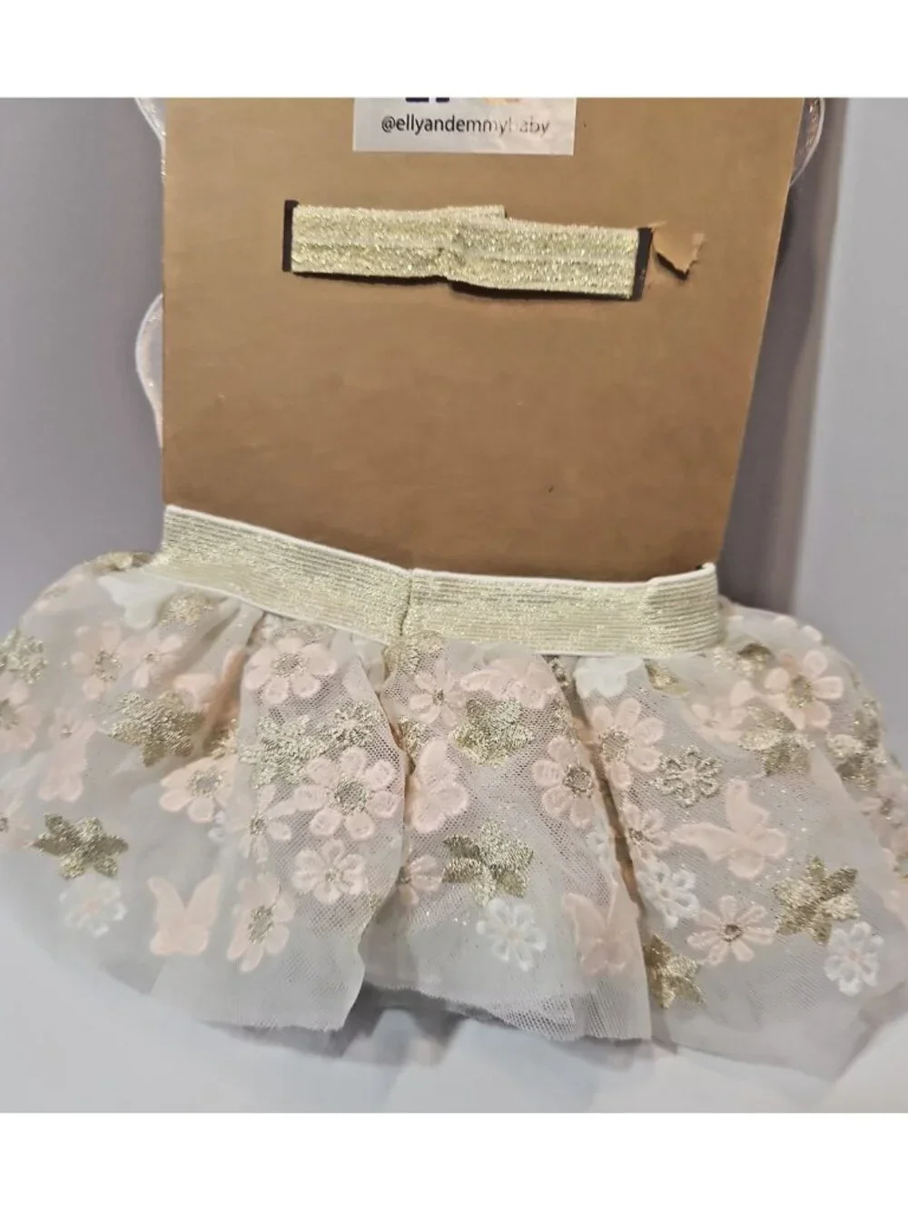 Brand New Elly & Emmy 3 Piece Tutu Set Size 0-12M Floral w/Butterfly Wings